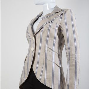 SMYTHE Equestrian Pinstripe Linen Blazer